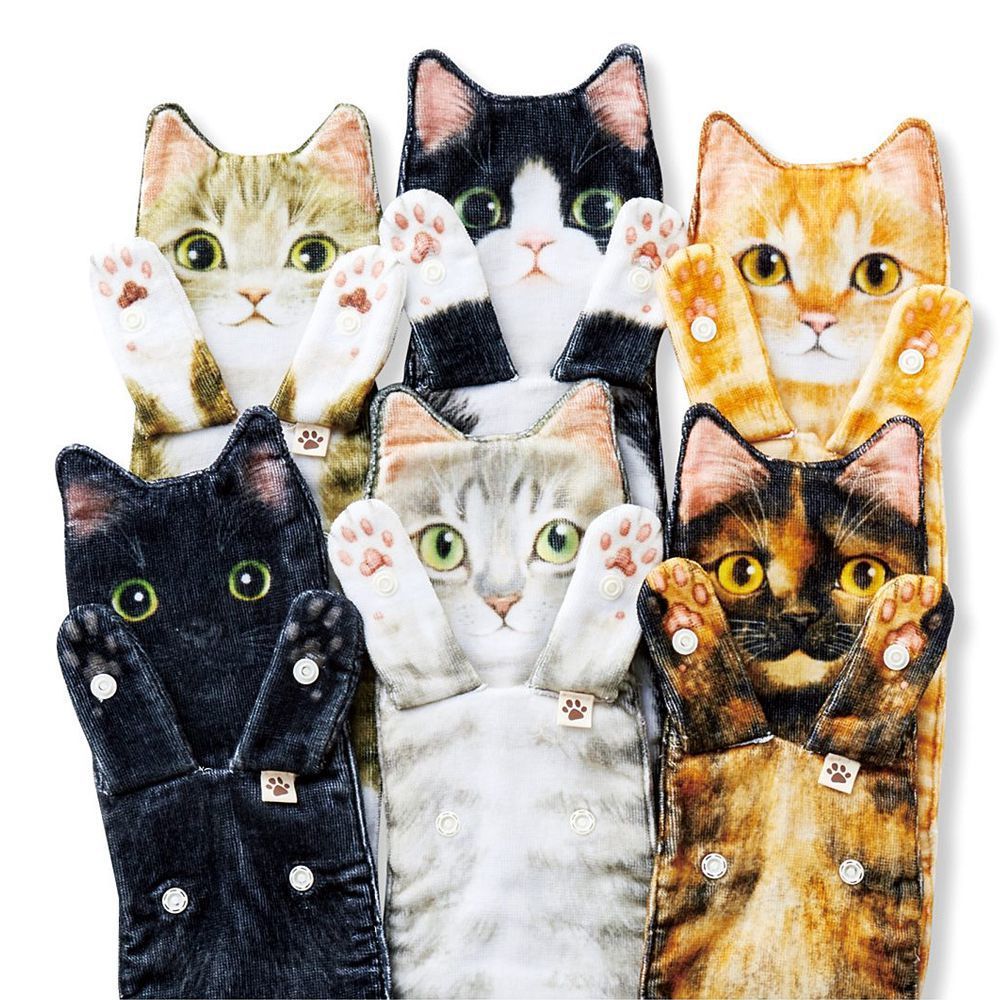 Long Cat Hand Towel Cute Cat Shape Bathroom Kitchen Absorbent Hanging Handkerchief Towel