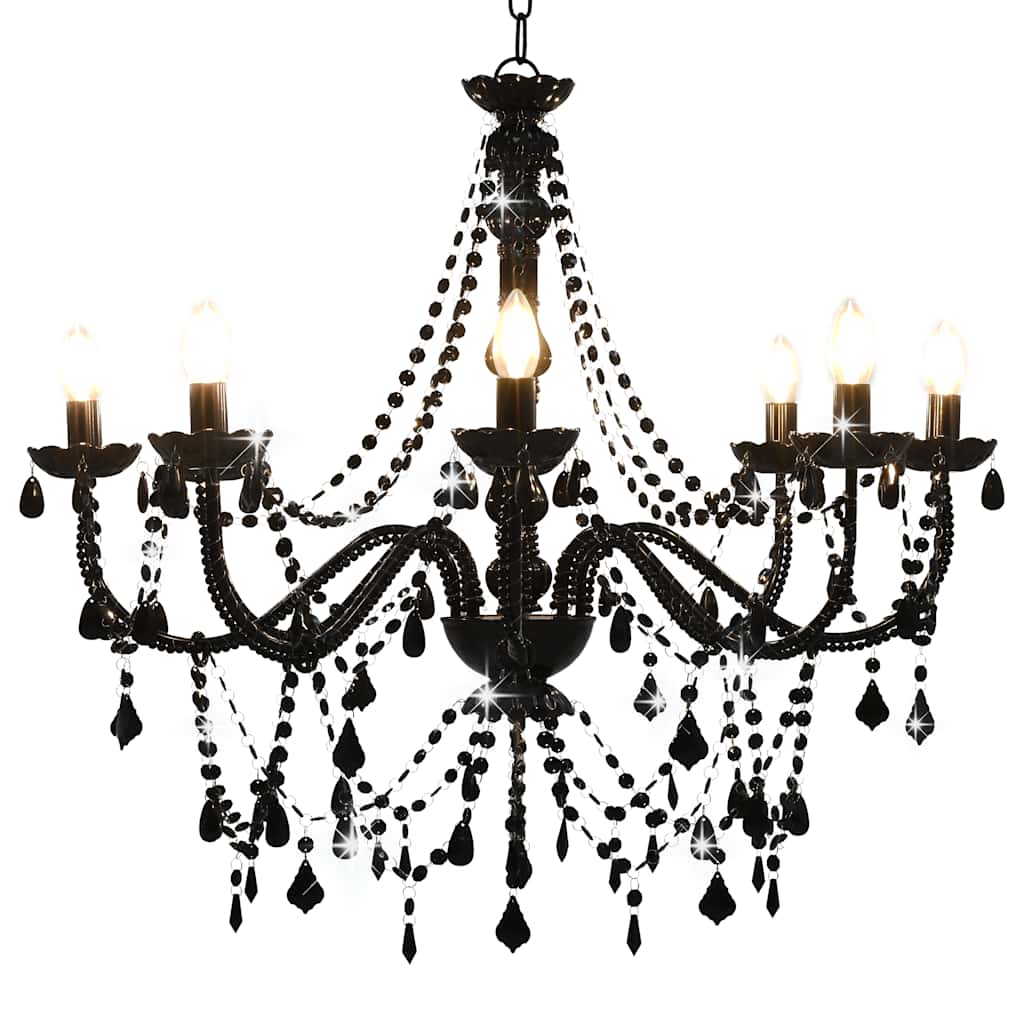 Beaded Chandelier with 8 E14 Sockets – Elegant Ceiling Lighting Fixture