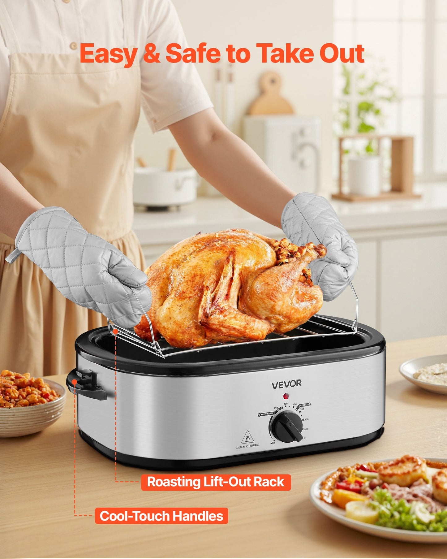 20QT Electric Roaster Oven with Self-Basting Lid Large Capacity Roasting Pan for Baking and Cooking