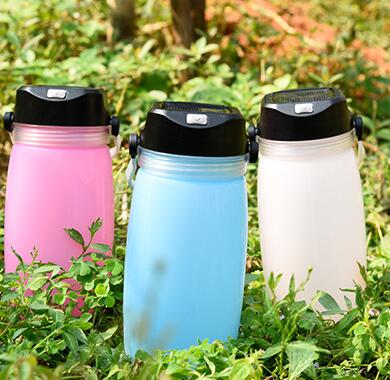 Portable Solar Silicone Lantern Bottle Light USB Rechargeable LED Camping Hiking Waterproof Night Lamp