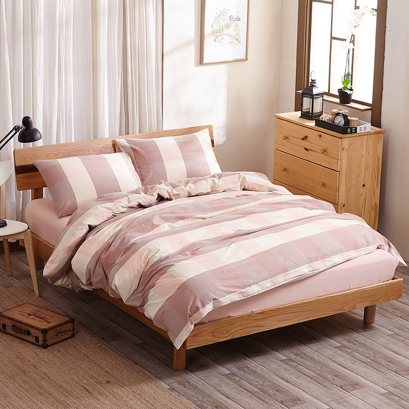 Pure Cotton 4 Piece Bed Sheet Set Soft Breathable Bed Linen Bedding Set for Home Comfort