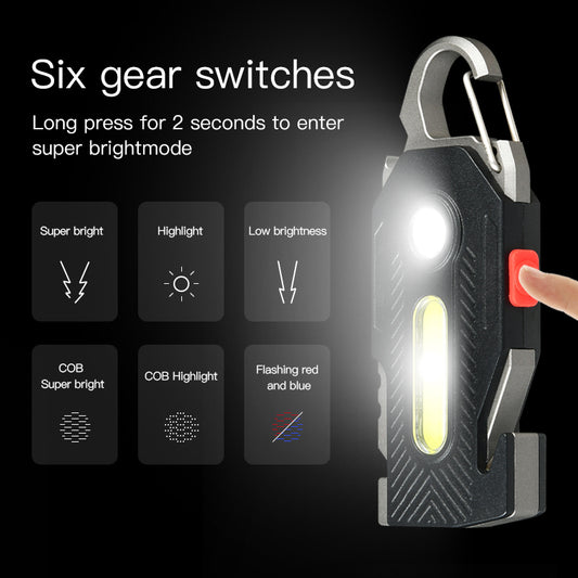 Multifunctional COB Keychain Work Light – Rechargeable High Brightness LED Emergency & Camping Light