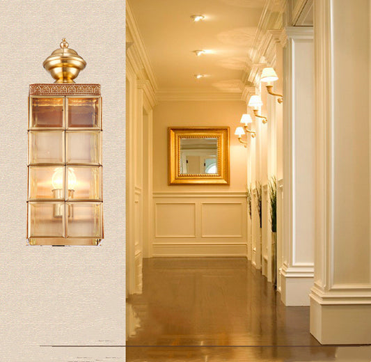 Modern Full Copper LED Wall Lamp Balcony Courtyard Pavilion Outdoor Decorative Lighting Fixture