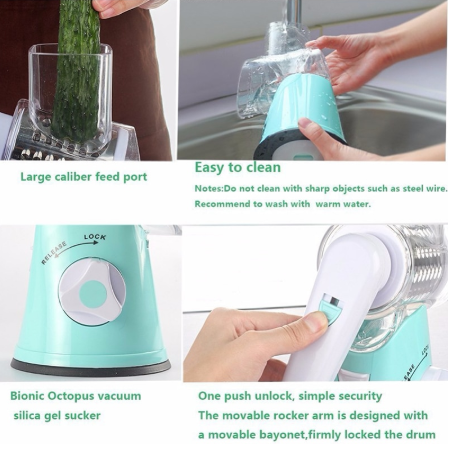 Hand Drum Rotary Grater – Manual Vegetable Slicer & Cheese Grinder