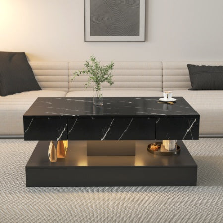 6.93 Inch LED Coffee Table Modern Living Room Furniture Large Coffee Table with LED Lights Contemporary Design