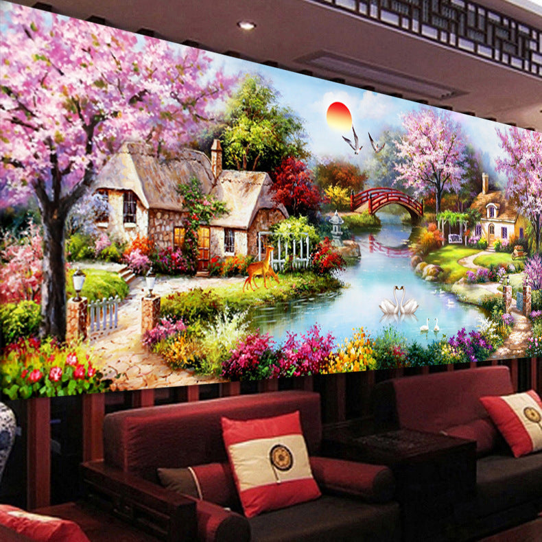 Cottage Diamond Painting Oil Style Cross Stitch DIY Crystal Mosaic Art Kit