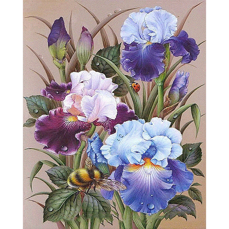 Rubik’s Cube Blue Flower Diamond Painting Cross Stitch 5D DIY Full Drill Wall Art Decor Kit