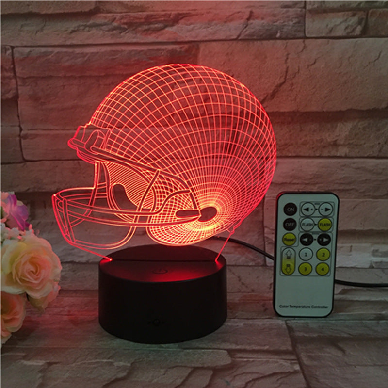 Rugby Hat 3D LED Lamp Creative Night Light Sports Decor for Bedroom and Living Room