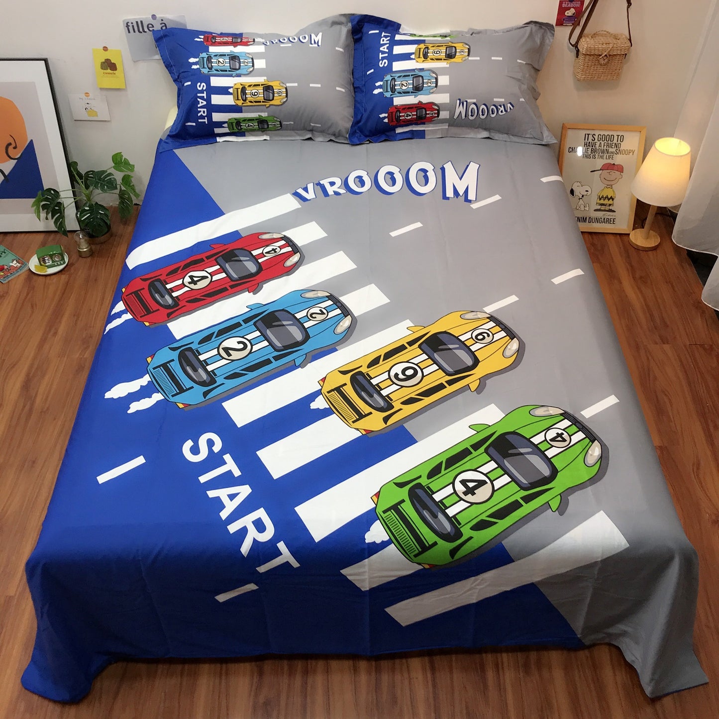 Cotton Cartoon Single Bedding Piece Compatible with Duvet Cover or Bed Sheet Soft Kids Bed Linen