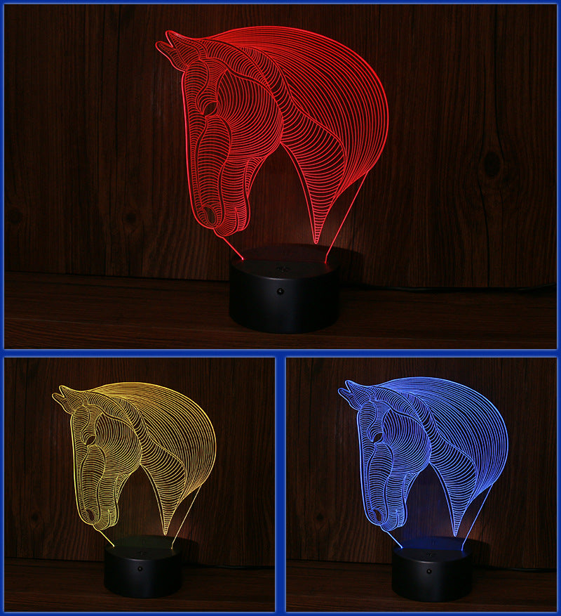 Horse Head LED Night Light Decorative Animal Lamp for Bedroom Soft Ambient Lighting