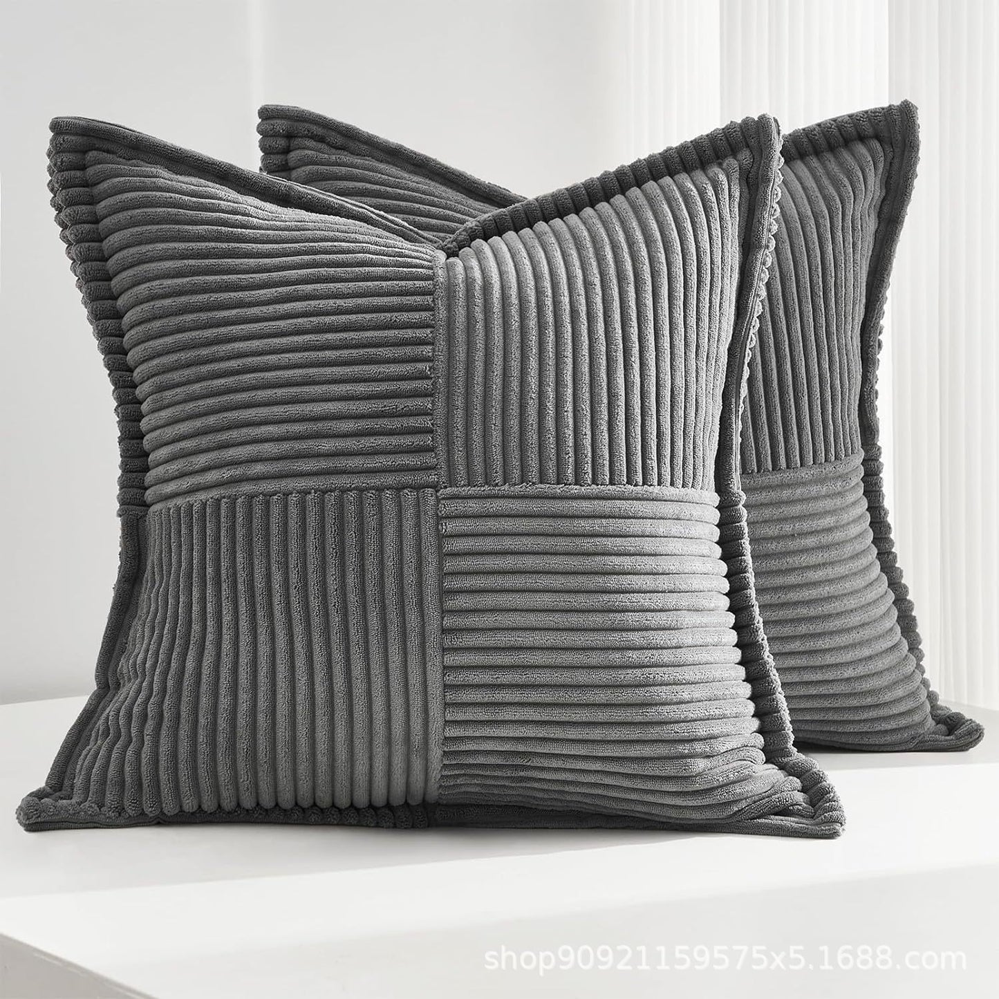 Corduroy Pillow Covers Super Soft Boho Striped Decorative Throw Pillow Cases for Sofa Couch Living Room Christmas Home Decor