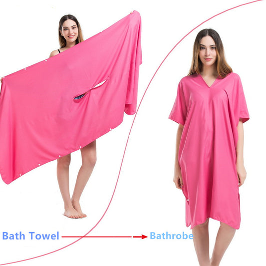 Wearable Bath Towels Soft Absorbent Bath Wrap Adjustable Spa Shower Towel Robe Style