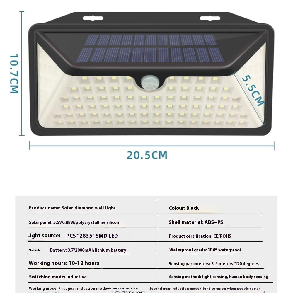 Outdoor Solar Motion Sensor Wall Light LED Garden Courtyard Lamp for Balcony Villa Exterior Lighting