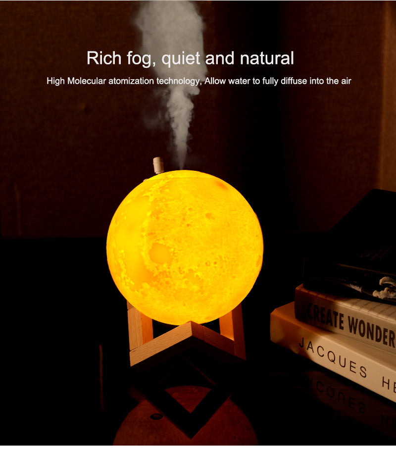 Creative Moon Night Light Air Humidifier Ultrasonic Aroma Diffuser with Soft Glow for Bedroom Home Decor