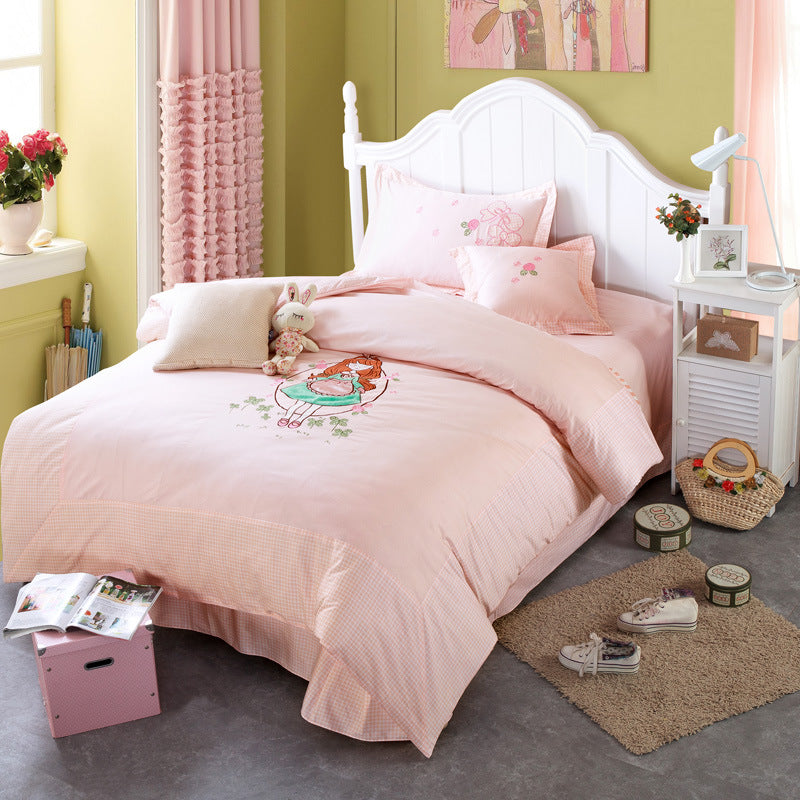 4-Piece Children’s Bedding Set Soft Comforter Sheets Pillowcases Kids Bed Set Cartoon Bedroom Decor