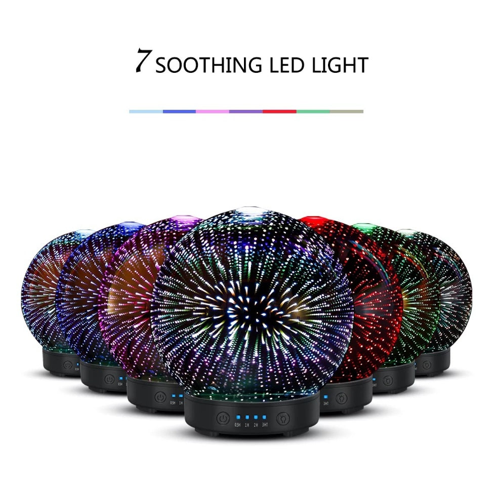 3D Aromatherapy Essential Oil Diffuser Humidifier with 7 LED Color Light Modes Ultrasonic Cool Mist Fragrance Diffuser for Home Spa Bedroom