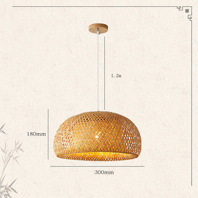 Bamboo Woven Japanese Chandelier – Simple Pastoral Creative Ceiling Light