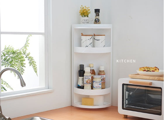 No-Drill Wall-Mounted Triangle Corner Shelf – Bathroom & Kitchen Storage Rack Organizer