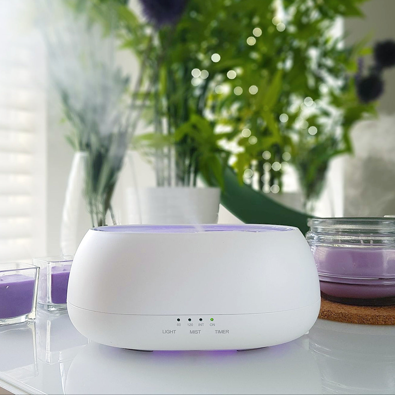 HOMEFISH 500ml Aroma Diffuser Ultrasonic Air Humidifier Essential Oil Fragrance Diffuser with Colorful Light for Home