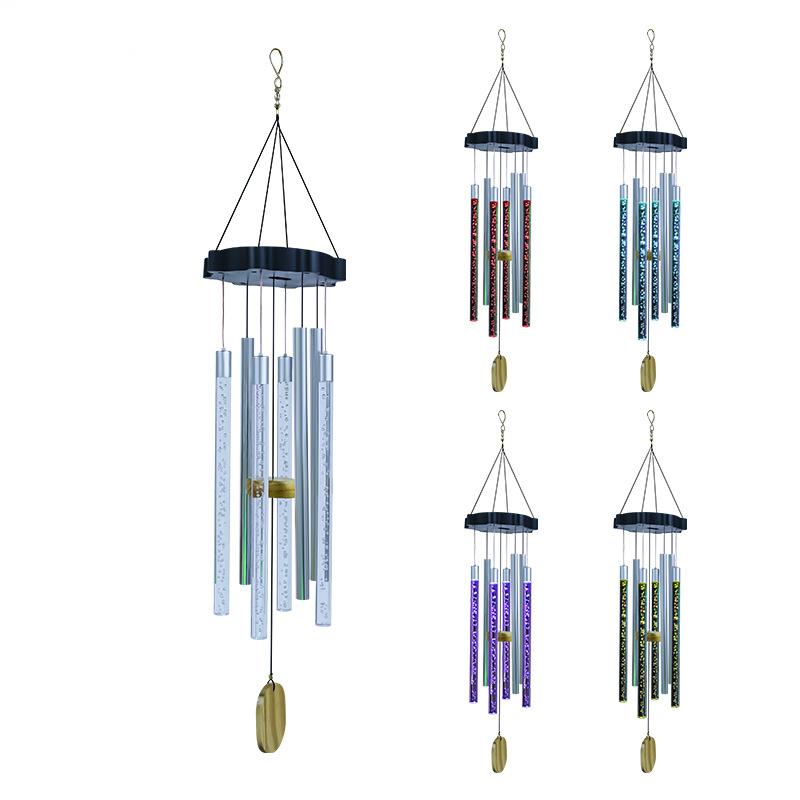 Solar Tube Wind Chime LED Outdoor Garden Hanging Light Decorative Solar Powered Wind Bell Lamp