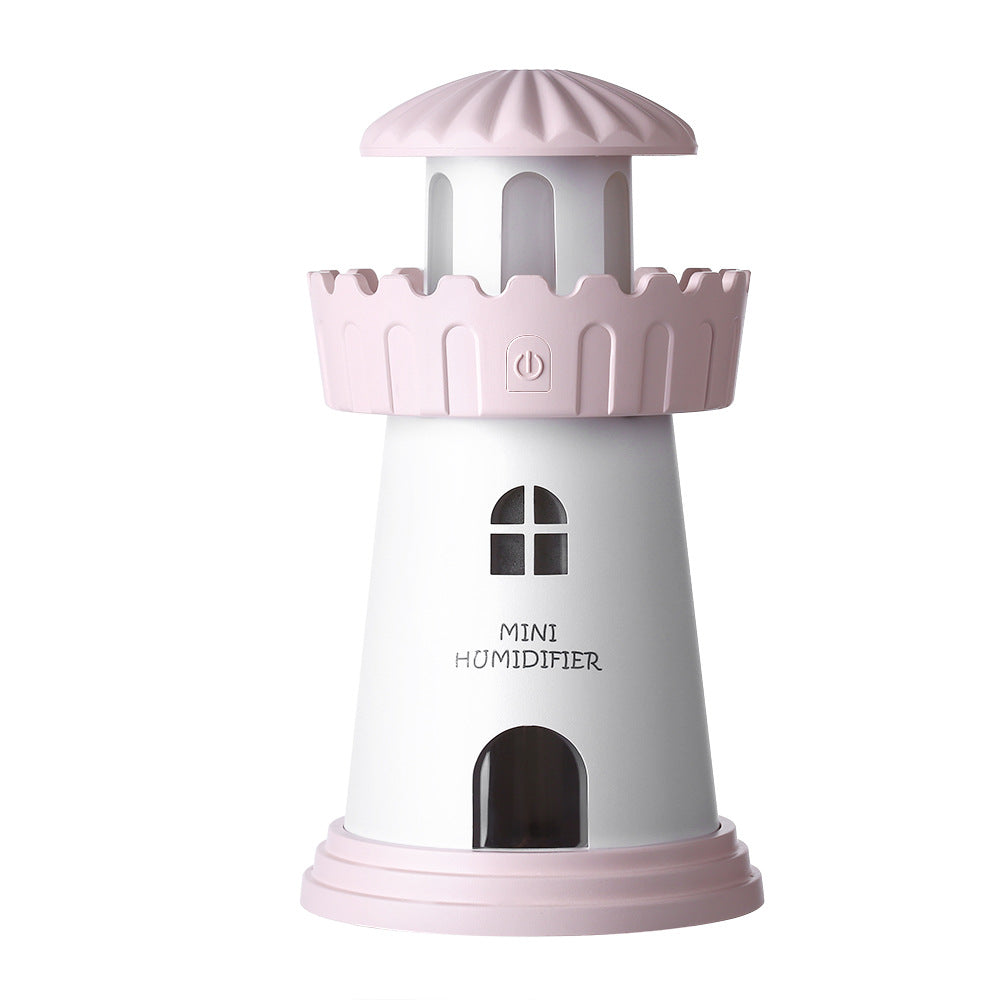 Home Lighthouse Humidifier Ultrasonic Aroma Diffuser Decorative LED Air Moisturizer for Bedroom and Living Room