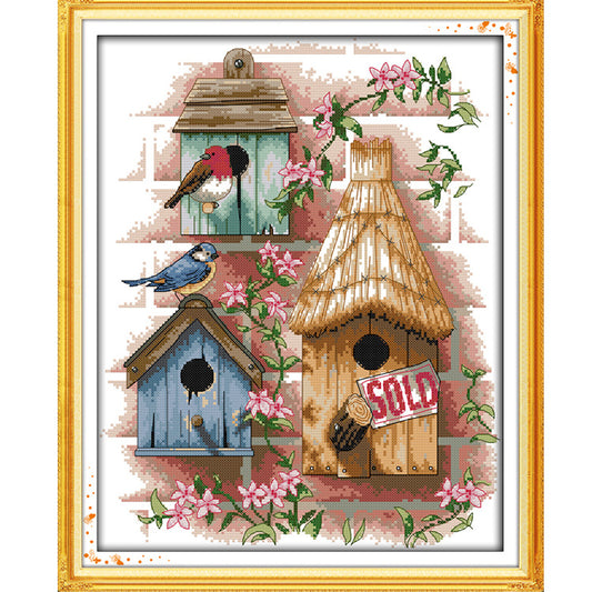 Cottage Living Room Cross Stitch Kit – DIY Scenic Home Embroidery Art Set