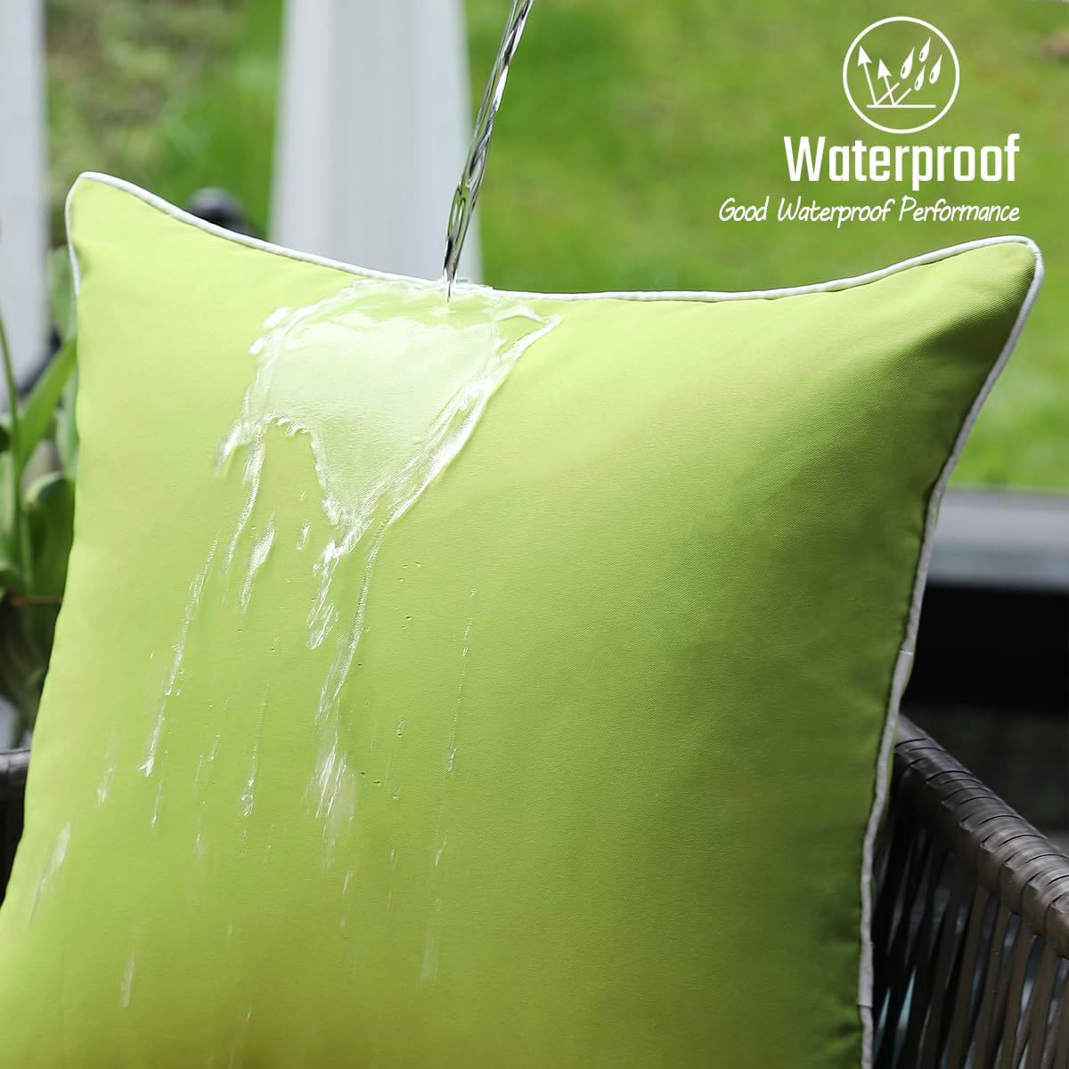 Outdoor Waterproof Throw Pillow Covers Solid Square Cushion Cases Patio Couch Tent Decorative Pillows