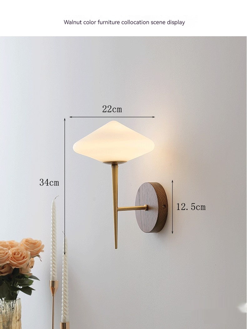 Black Walnut Brass Wall Lamp Living Room Bedroom Bedside Hallway Modern Wall Sconce Light