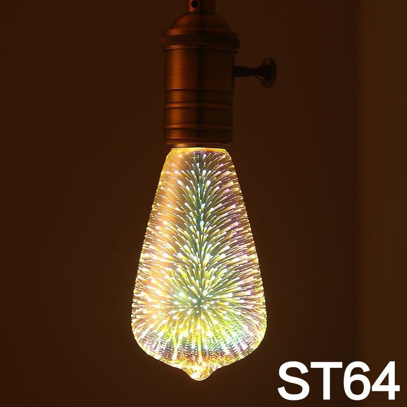 3D Firework LED Light Bulb – ST64/G95/G80/G125/A60 Decorative Holiday & Christmas Lamp, 110-220V