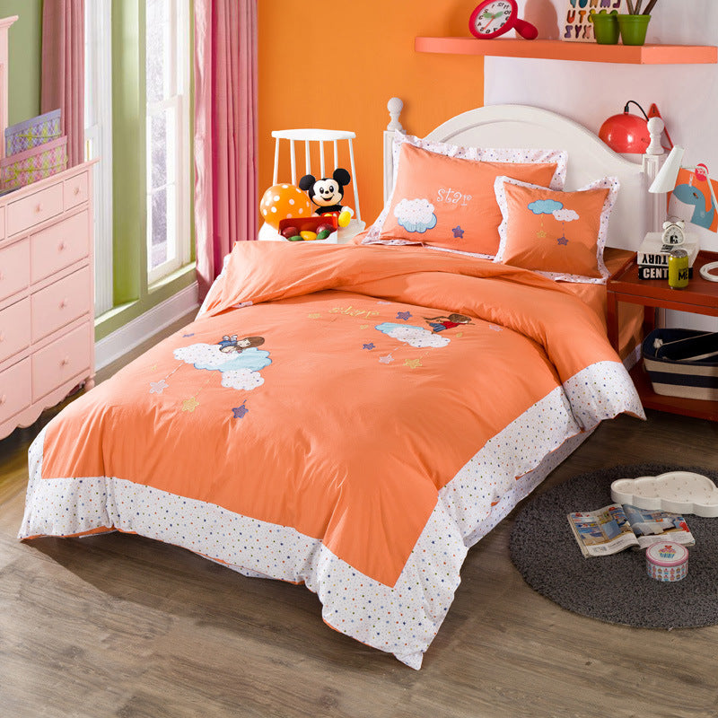 4-Piece Children’s Bedding Set Soft Comforter Sheets Pillowcases Kids Bed Set Cartoon Bedroom Decor