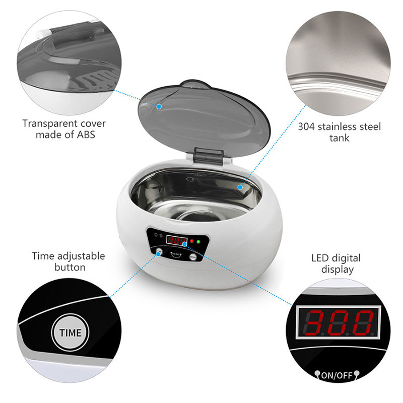 Home Ultrasonic Cleaning Machine Jewelry Glasses & Small Items Deep Cleaner Portable Household Device