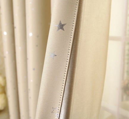 Star Print Perforated Finished Curtain Modern Window Drapes for Bedroom Living Room Home Decoration