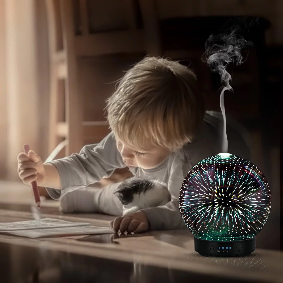 3D Aromatherapy Essential Oil Diffuser Humidifier with 7 LED Color Light Modes Ultrasonic Cool Mist Fragrance Diffuser for Home Spa Bedroom