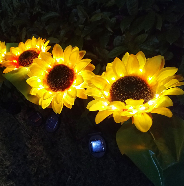 LED Solar Sunflower Garden Lights Decorative Outdoor Solar Lamp Waterproof Landscape Pathway Light