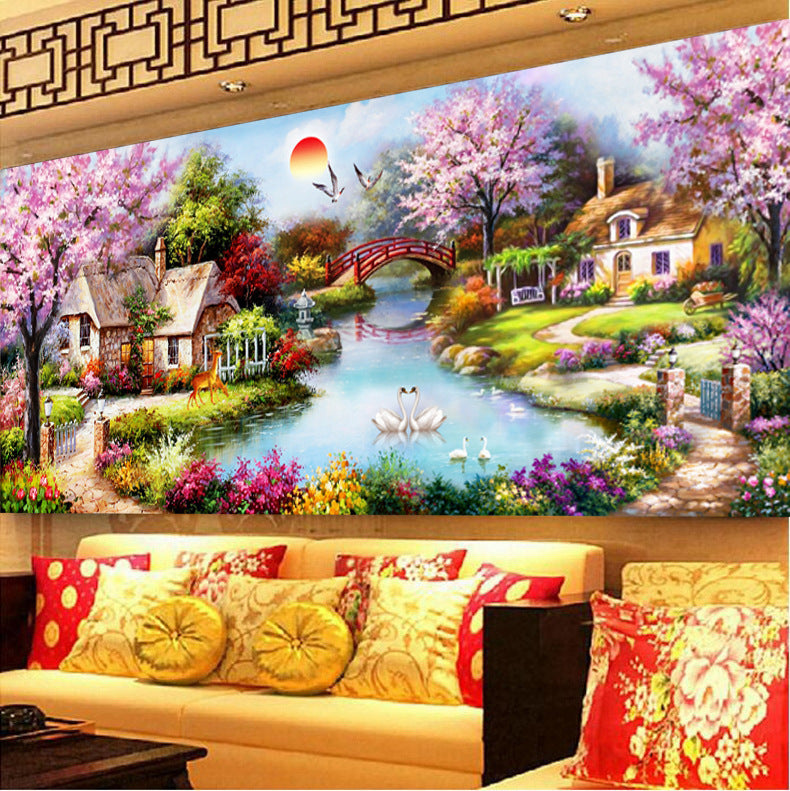 Cottage Diamond Painting Oil Style Cross Stitch DIY Crystal Mosaic Art Kit