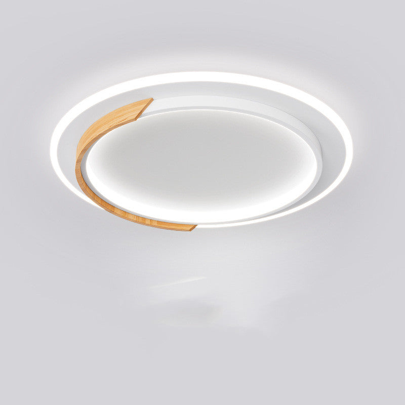 Round Wood Grain LED Ceiling Light Modern Bedroom Ceiling Lamp for Living Room Home Decor