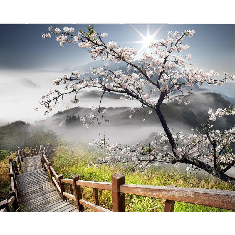 Sakura Wooden Bridge Diamond Painting Cross Stitch 5D DIY Full Drill Landscape Wall Art Kit