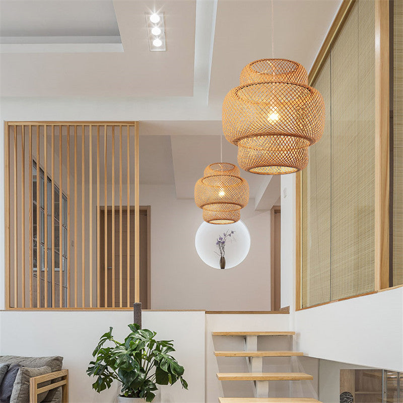 Nordic Bamboo Weaving Chandelier – Handmade Bamboo Art Pendant Light for B&B & Inn