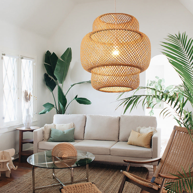 Nordic Bamboo Weaving Chandelier – Handmade Bamboo Art Pendant Light for B&B & Inn