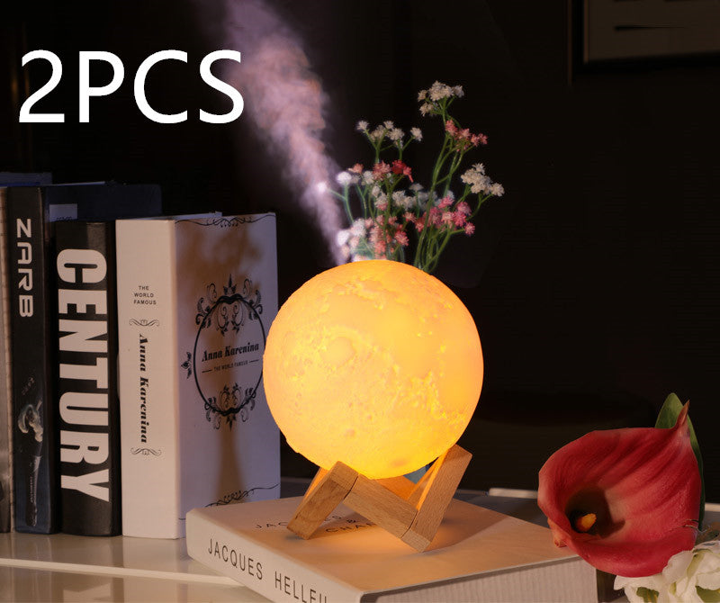 Creative Moon Night Light Air Humidifier Ultrasonic Aroma Diffuser with Soft Glow for Bedroom Home Decor