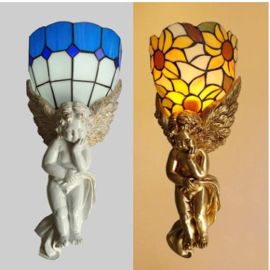 European Angel Wall Lamp Creative Retro LED Light Fixture for Living Room Bedroom Corridor Staircase Home Decor Lighting