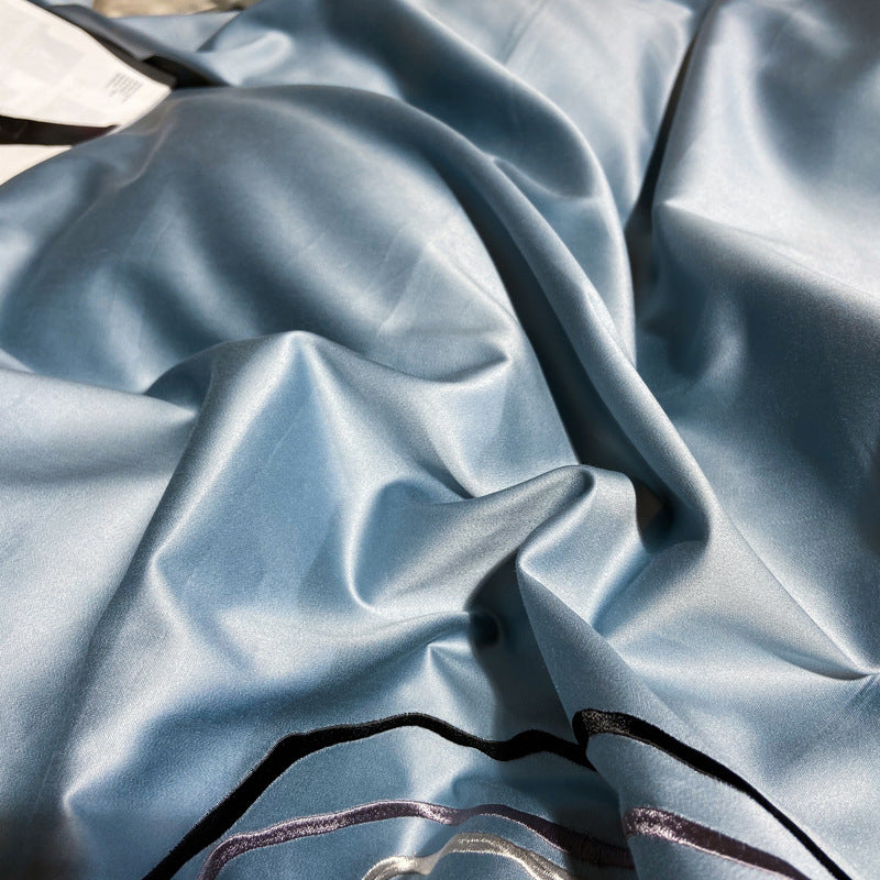 100% Long Staple Cotton Four Piece Bedding Set Soft Breathable Duvet Cover Bed Sheet Pillowcase Set for Bedroom