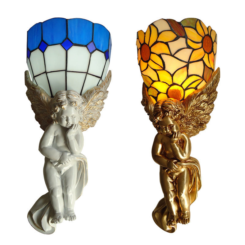 European Angel Wall Lamp Creative Retro LED Light Fixture for Living Room Bedroom Corridor Staircase Home Decor Lighting