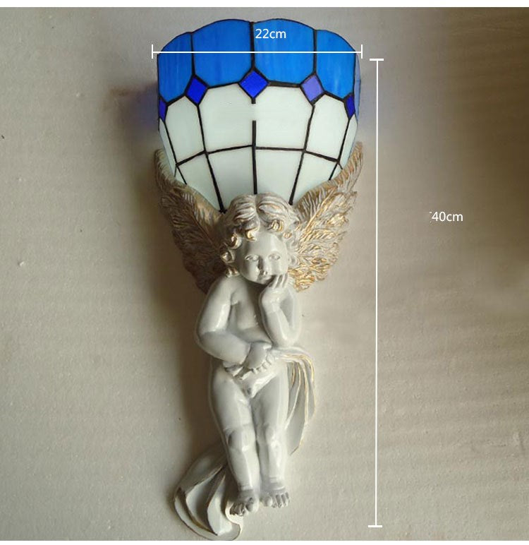 European Angel Wall Lamp Creative Retro LED Light Fixture for Living Room Bedroom Corridor Staircase Home Decor Lighting