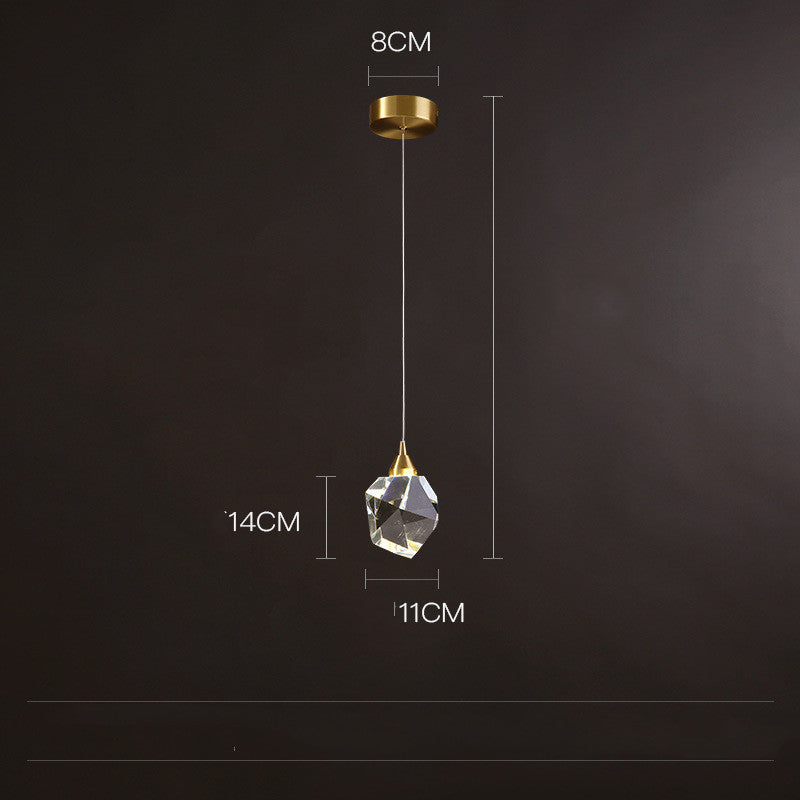 All Copper Crystal Chandelier – Modern Minimalist 3-Head Restaurant Light