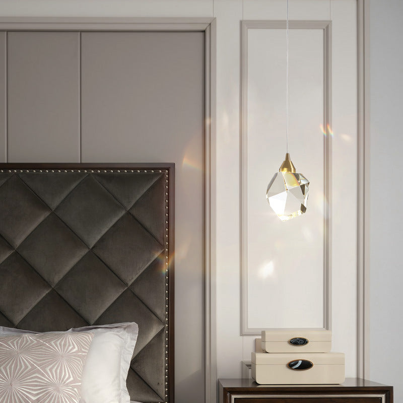 All Copper Crystal Chandelier – Modern Minimalist 3-Head Restaurant Light