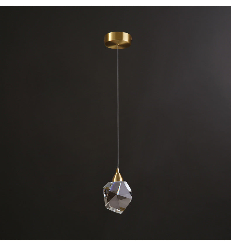 All Copper Crystal Chandelier – Modern Minimalist 3-Head Restaurant Light