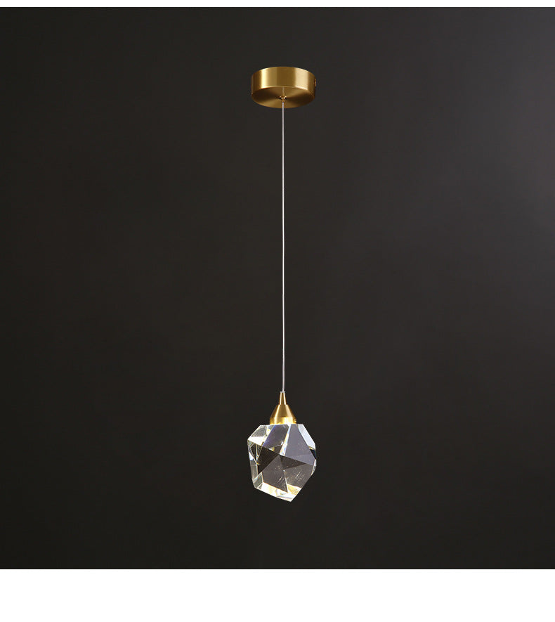 All Copper Crystal Chandelier – Modern Minimalist 3-Head Restaurant Light