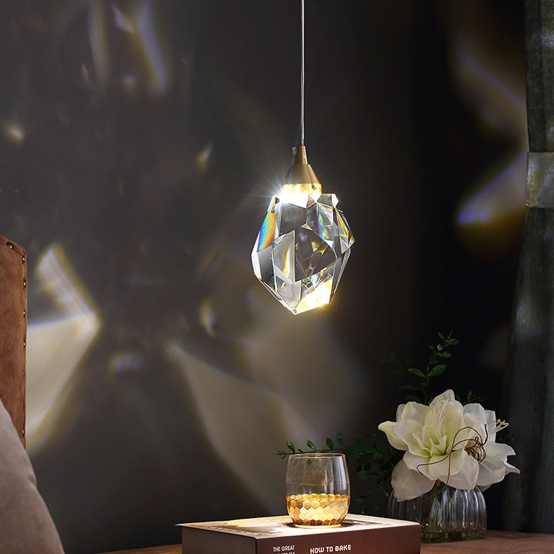 All Copper Crystal Chandelier – Modern Minimalist 3-Head Restaurant Light