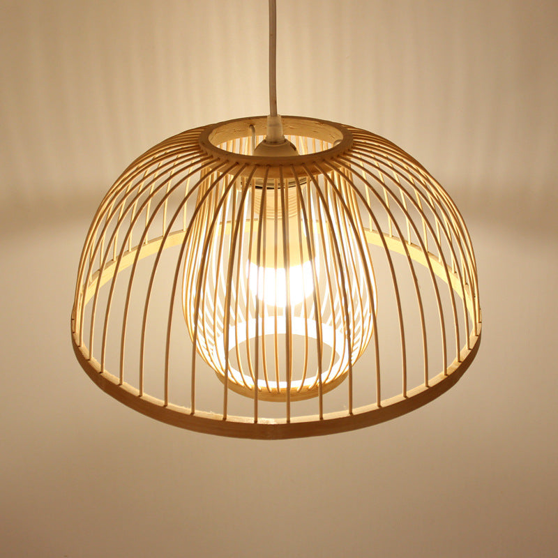 Chinese Style Bamboo Chandelier – Creative Round Pendant Light for Lobby Atmosphere Decor